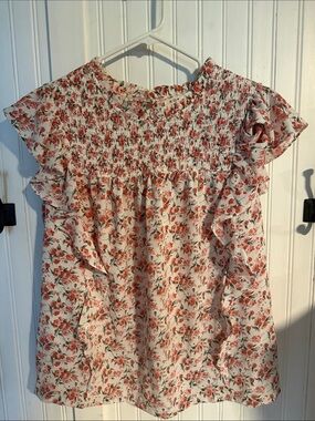 Kori Floral Smocked Ruffle Blouse - Pink Floral
